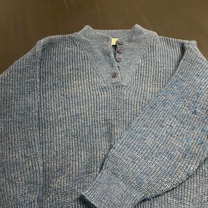 Vintage LL Bean Sweater Blue Wool Blend Made in US